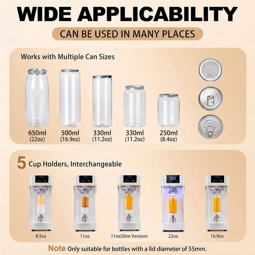 11.2oz (330ml) Slim PET Can Sealer Cups with Pop-Top Lids – 200 Pack.